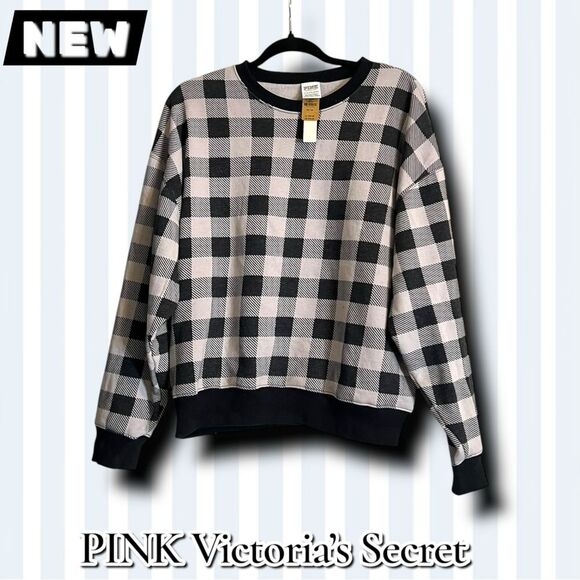 New PINK Victoria’s Secret Buffalo Plaid Crewneck Sweatshirt – XS - Picture 1 of 7